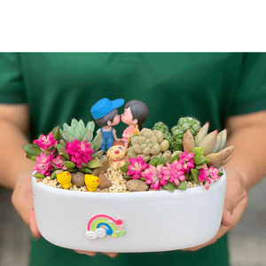 Tiểu cảnh Vườn sen đá tình yêu cho Valentine ngọt ngào